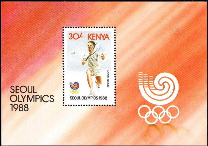 (№1988-34) Блок марок Кения 1988 год &quot;Большой теннис&quot;, Гашеный