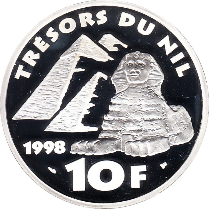 (1998) Монета Франция 1998 год 10 франков &quot;Нефертити&quot;  Серебро Ag 900  PROOF