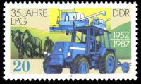 (1987-034) Марка Германия (ГДР) "Трактор"    Сельхозкооперативы II Θ