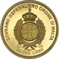(№2005) Монета Мальта 2005 год 50,000 Lire (Инаугурация Папы Римского)