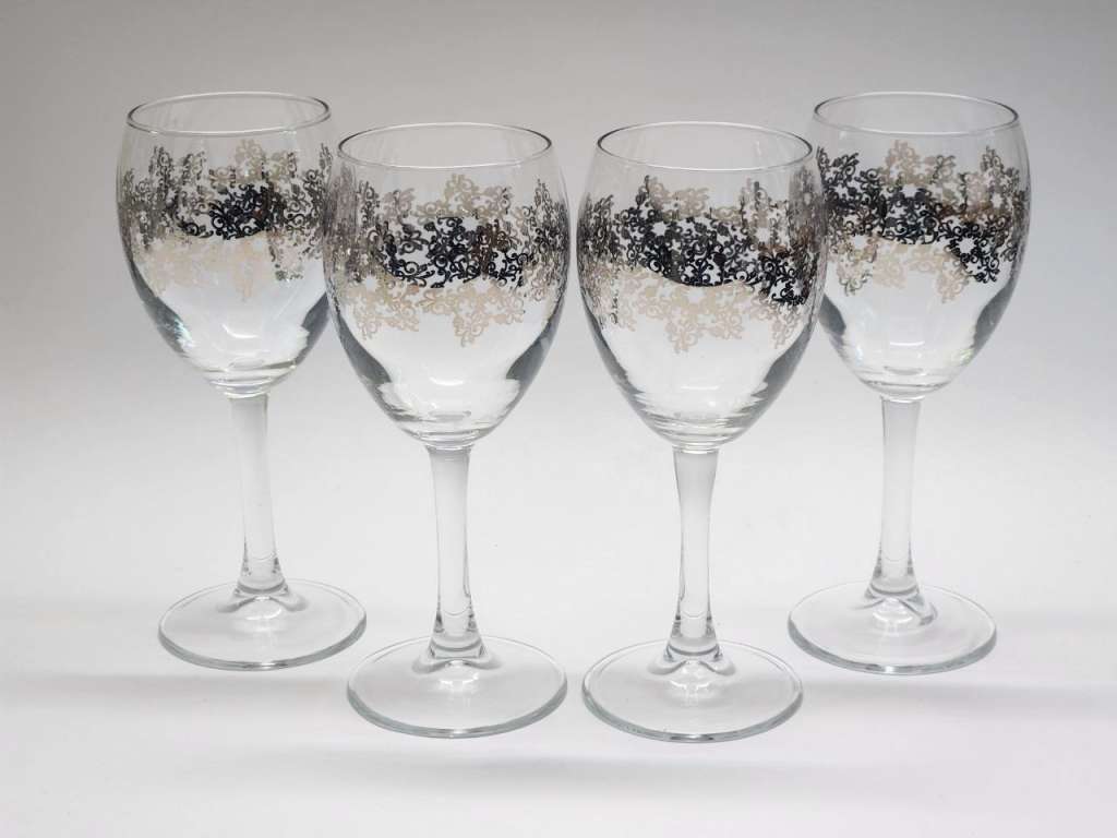 Бокалы фужеры 4 шт Снежинки хрусталь СССР высота 18 см