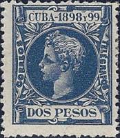 (№131) Марка Куба 1898 год "Король Альфонсо XIII", Негашеная