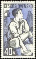 (1959-013) Марка Чехословакия "Сидящий пионер"    10-летие Пионерской организации III Θ