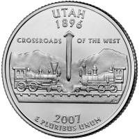 (045p) Монета США 2007 год 25 центов "Юта"  Медь-Никель  UNC