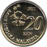 (№2011km203) Монета Малайзия 2011 год 20 Sen