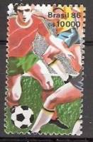 (№1986-2166) Марка Бразилия 1986 год "ХІІІ Meacutexico Кубка мира", Гашеная