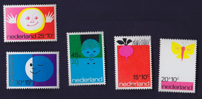 Набор марок Нидерланды (5 марок) без года &quot;Детские рисунки&quot;. Негашеный. AU