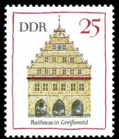 (1968-049) Марка Германия (ГДР) "Ратуша Грайфсвальда"    Архитектура ГДР III Θ