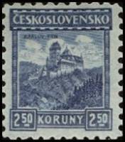 (1926-020) Марка Чехословакия "Карлштейн (Синяя)"    Стандартный выпуск I Θ