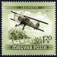 (1954-034) Марка Венгрия "Биплан Летор С4"    День авиации III Θ