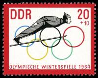 (1963-070) Марка Германия (ГДР) "Прыжки с трамплина (3)"    Зимние ОИ 1964, Инсбрук II Θ