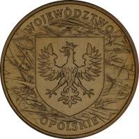 (071) Монета Польша 2004 год 2 злотых "Воеводство Опольское"  Латунь  UNC