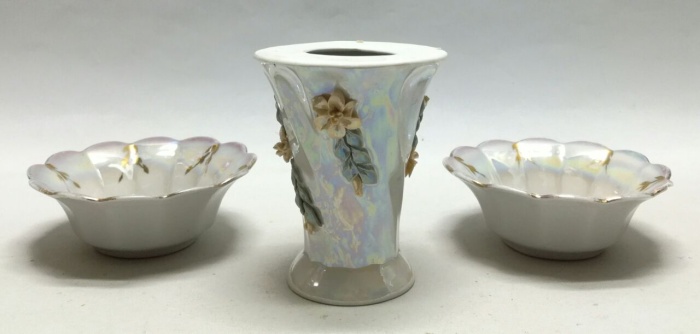 Набор фарфора, перламутр, 3 предмета