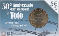 (2017) Монета Италия 2017 год 5 евро "50 лет со дня смерти Тото"  Биметалл  Coincard