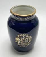 Ваза 2 букета, Кобальт, позолота, ЛФЗ