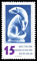 (1960-031) Марка Германия (ГДР) "Выдра"    Мейсенский фарфор II O