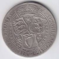 (1899) Монета Великобритания 1899 год 1 флорин "Королева Виктория"  Серебро Ag 925  VF