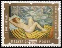 (1974-053) Марка Венгрия "Отдыхающая женщина"    Картины с обнаженными II Θ