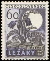 (1962-033) Марка Чехословакия "Цветы"    20-я годовщина разрушения Лидице и Лежаки III Θ