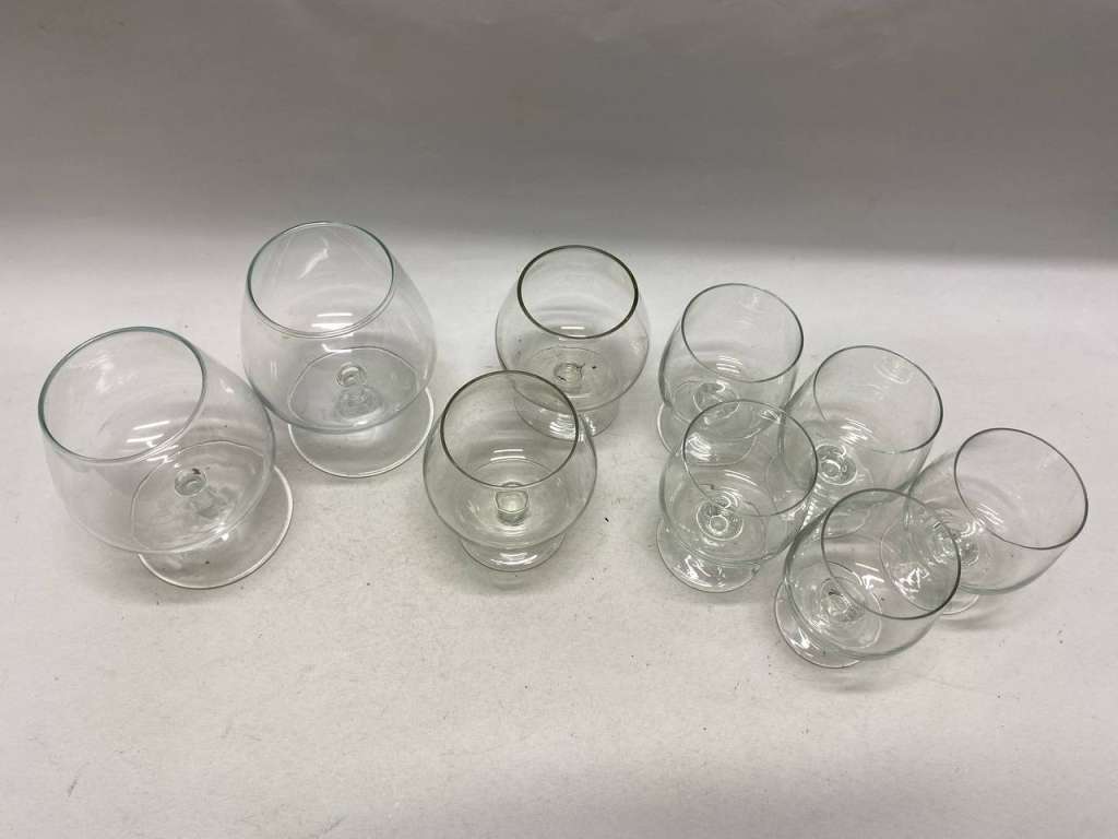 Бокалы коньячные 9 шт, разного размера