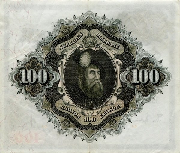 (,) Банкнота Швеция 1962 год 100 крон &quot;Густав I Васа&quot;   UNC