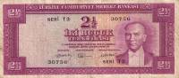 (№1955P-154b) Банкнота Турция 1955 год "2frac12; Turkish Lira"