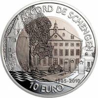 (№2010km114) Монета Люксембург 2010 год 10 Euro (Шенгенского соглашения, 25-летний юбилей)