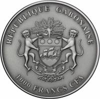 (№2015) Монета Габон 2015 год 1,000 CFA Francs (Гепарды)