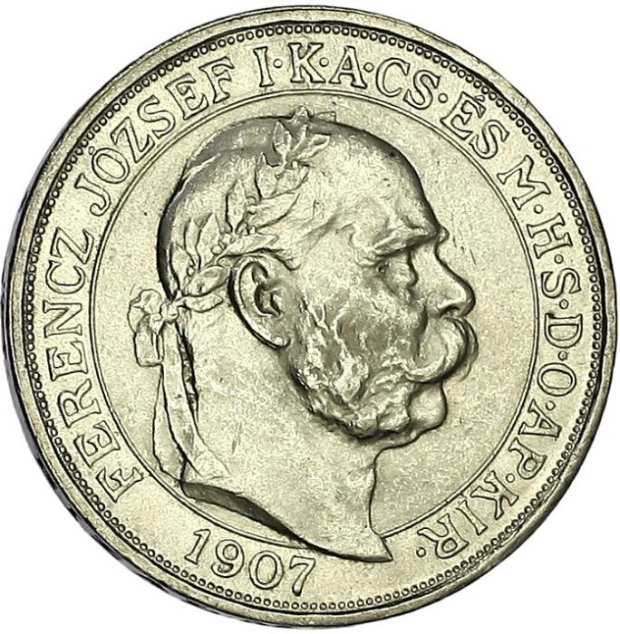  Монета Венгрия 1907 год 5     Биметалл (Серебро - Ниобиум)  UNC