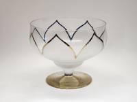 Ваза фруктовница широкая на ножке стекло позолота 15х18 см