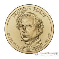 14d Монета США 2010 год 1 доллар Франклин Пирс 2010 год Латунь  VF