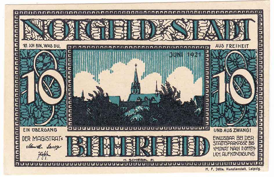 () Банкнота Германия (Веймар) 1921 год 0,1  &quot;&quot;   UNC