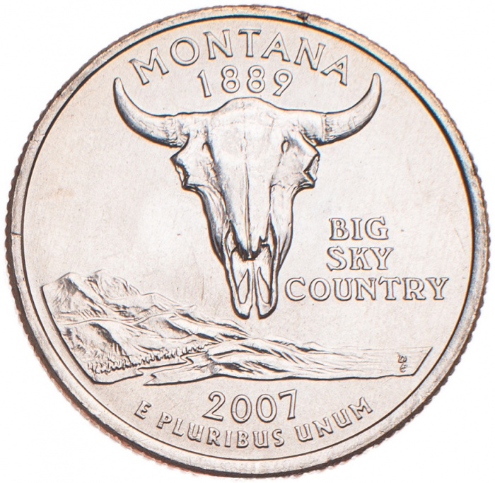 (041d) Монета США 2007 год 25 центов &quot;Монтана&quot;  Медь-Никель  UNC