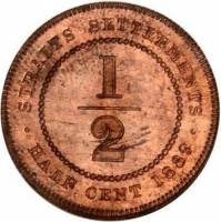 (№1889km15) Монета Стрейтс Сетлментс 1889 год frac12; Cent
