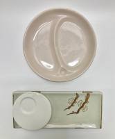 Менажница + тарелка для суши + подсвечник, фарфор, 3 предмета