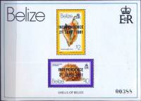 (№1981-41) Блок марок Белиз 1981 год "Strombus приглашает галлус cruentata", Гашеный