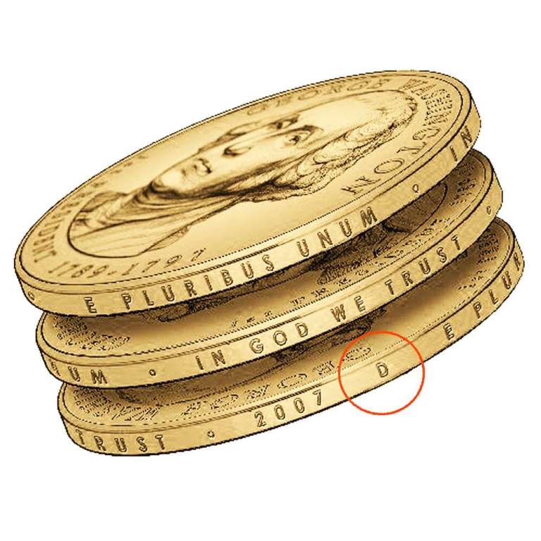 23d Монета США 2012 год 1 доллар Бенджамин Гаррисон  Вариант №2 Латунь  COLOR. Цветная