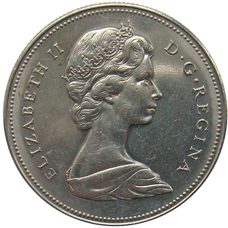 (1971) Монета Канада 1971 год 50 центов &quot;Елизавета II&quot;  Медь-Никель  XF