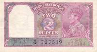 (№1937P-17a) Банкнота Индия 1937 год "2 Rupees"