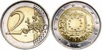 (007) Монета Словакия 2015 год 2 евро "30 лет флагу Европы"  Биметалл  UNC