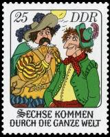 (1977-096) Марка Германия (ГДР) "Сказка (4)"    Шестеро мужчин III Θ