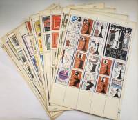 Коллекция спичечных этикеток на альбомных листах, разные темы (16 листов)