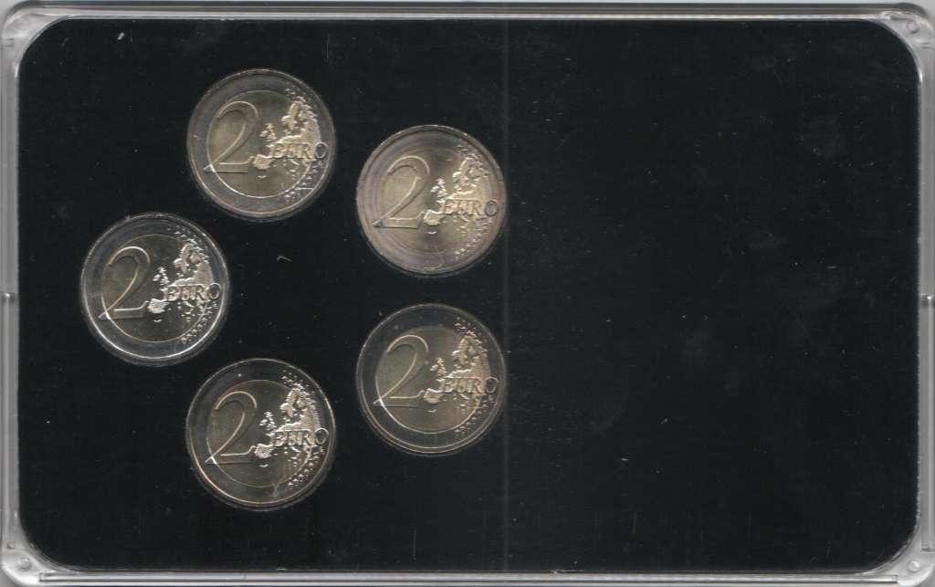 (2013, a d f g j, 5 монет по 2 евро) Набор монет Германия (ФРГ) 2012 год &quot;Баден-Вюртемберг&quot;   Футляр