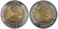 (1995) Монета Финляндия 1995 год 10 марок "Глухарь"  Биметалл  XF