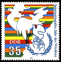 (1986-051) Марка Германия (ГДР) "Голуби"    Международный год мира III O