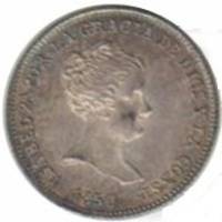 (№1850km518.3) Монета Испания 1850 год 1 Real ("Севилья" с - РД, другой бюст)