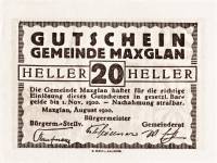 (№1920) Банкнота Австрия 1920 год "20 Heller"