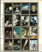 (№1973-2653) Лист марок Эмират Аджман (ОАЭ) 1973 год "Космических успехов США", Гашеный