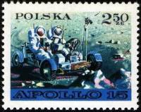 (1971-074) Марка Польша "Астронавты США на Луне"    Аполлон 15 III O