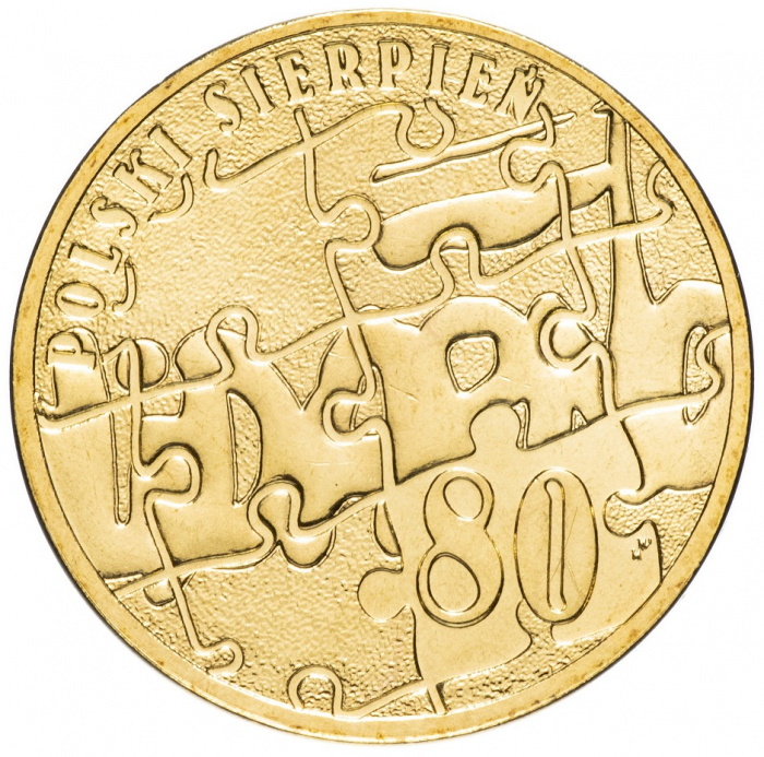(193) Монета Польша 2010 год 2 злотых &quot;Польский август 1980 года&quot;  Латунь  UNC